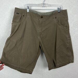 Kuhl Cargo Shorts Khaki Cream Vintage Patinadye 40 Nylon Hiking Outdoors